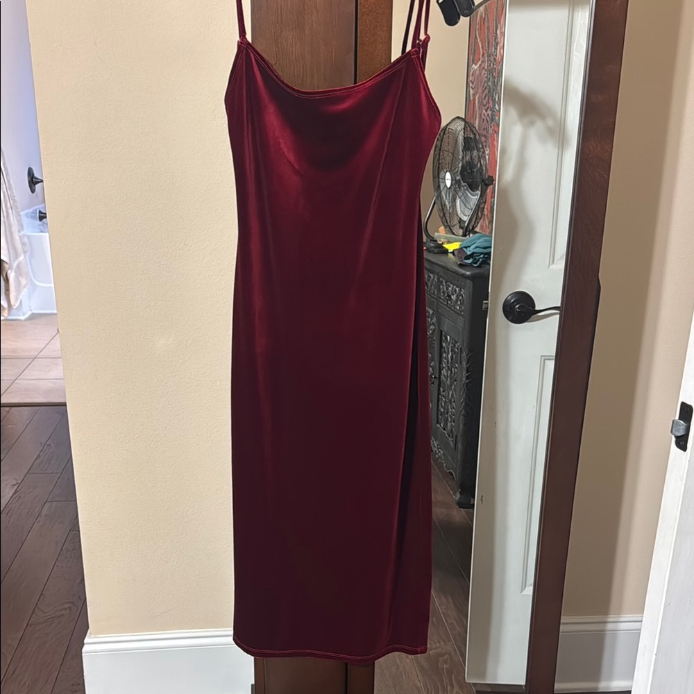 Reformation Merel Velvet Dress in Chianti